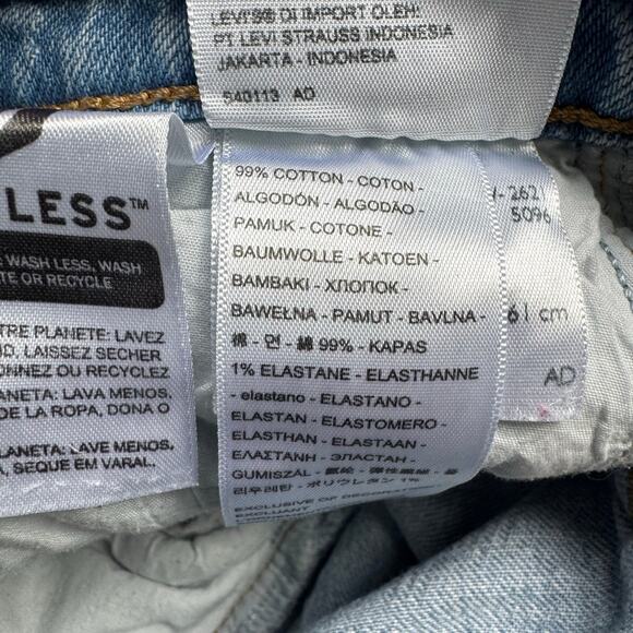 Levi's Ribcage Straight Ankle Light Wash Distressed Denim Jeans 24 - Picture 3 of 5